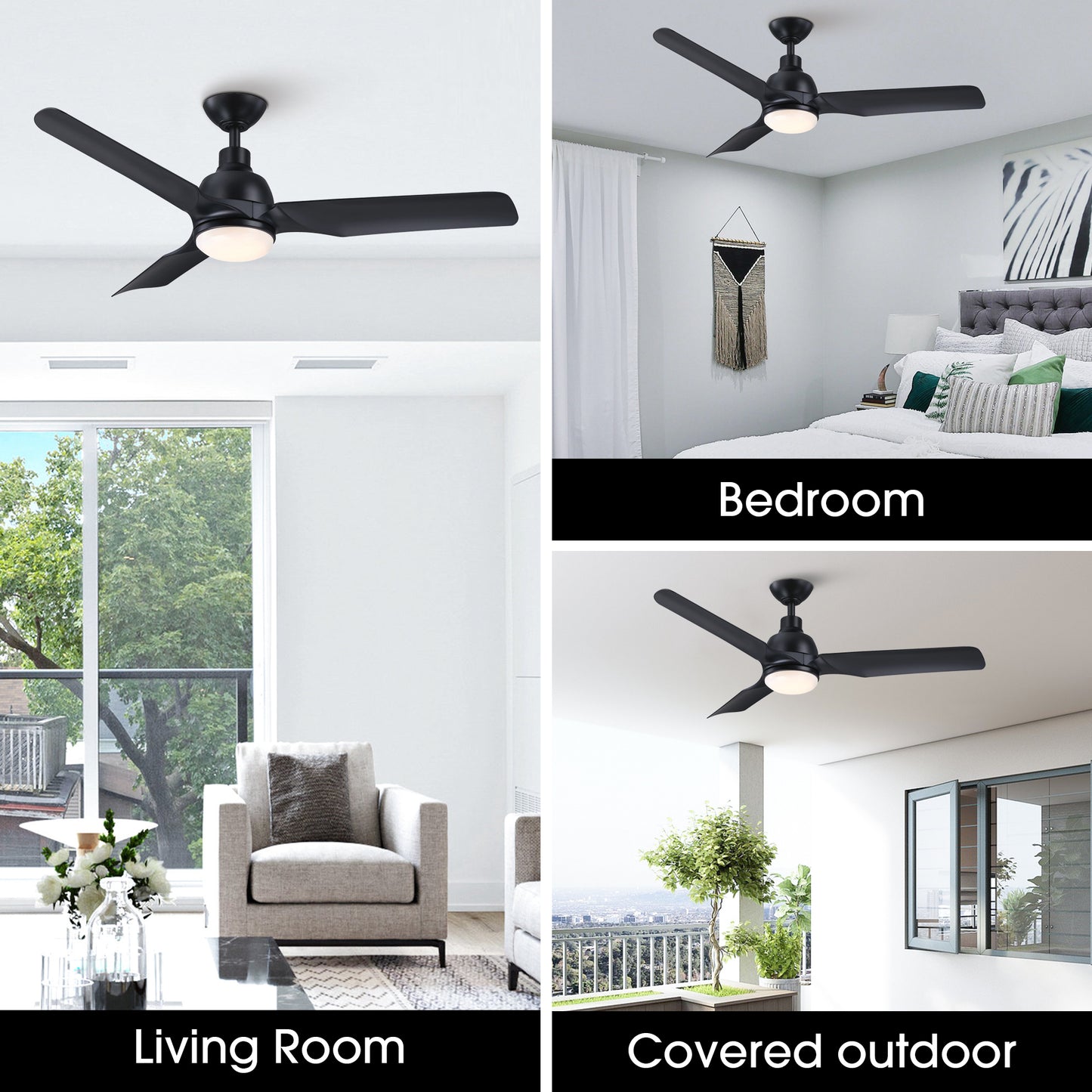 Royal Gust Modern 52" Black Indoor Integrated LED Ceiling Fan