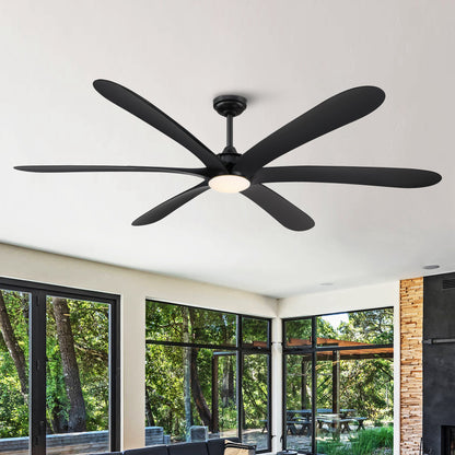 VelvetFan Modern 72" Black LED Downrod Mount Ceiling Fan