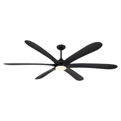 VelvetFan Modern 72" Black LED Downrod Mount Ceiling Fan