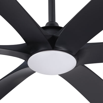 VelvetFan Modern 72" Black LED Downrod Mount Ceiling Fan