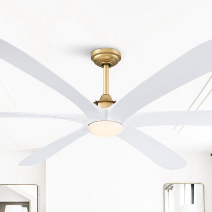 VelvetFan Modern 72" Gold LED Downrod Mount Ceiling Fan