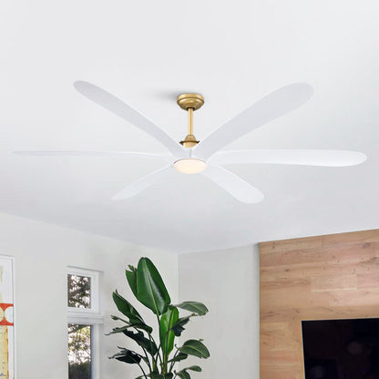 VelvetFan Modern 72" Gold LED Downrod Mount Ceiling Fan