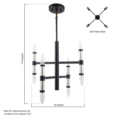 Atollo Modern Black Linear 8-Light Ceiling Chandelier