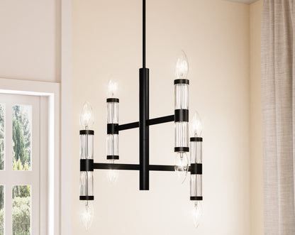 Atollo Modern Black Linear 8-Light Ceiling Chandelier