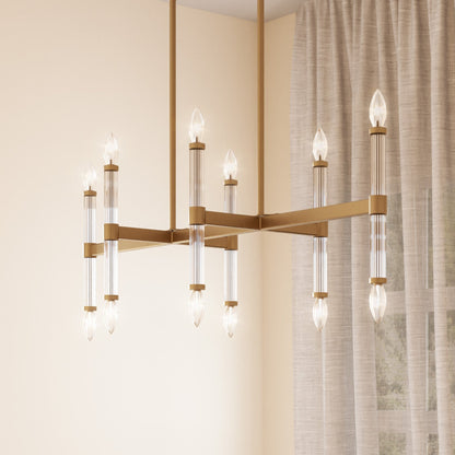 Atollo Modern Gold Linear 12-Light Ceiling Chandelier