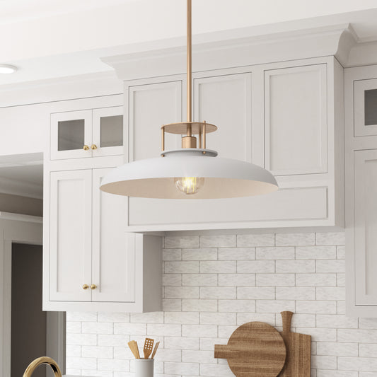 Beacon Modern Gold & White 1-Light Pendant Light