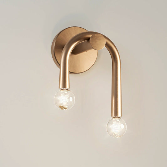 Caboche Mid-Century Modern Gold 2-Light Wall Sconce