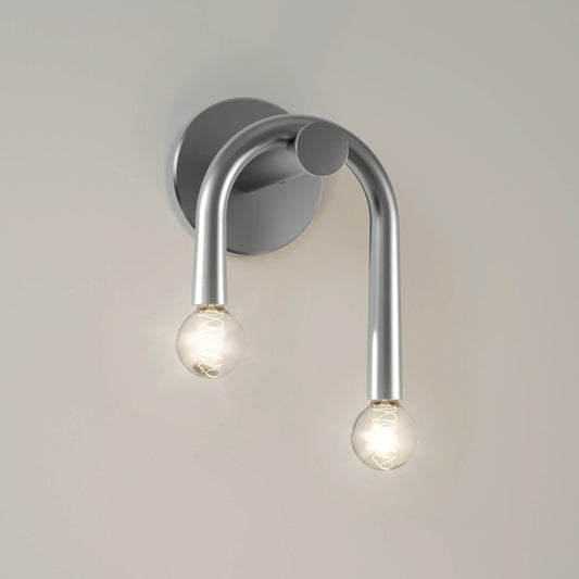 Caboche Mid-Century Modern Nickel 2-Light Wall Sconce