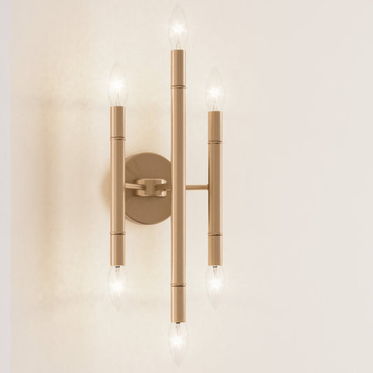 Ignis Mid-Century Modern Gold 6-Light Wall Sconce