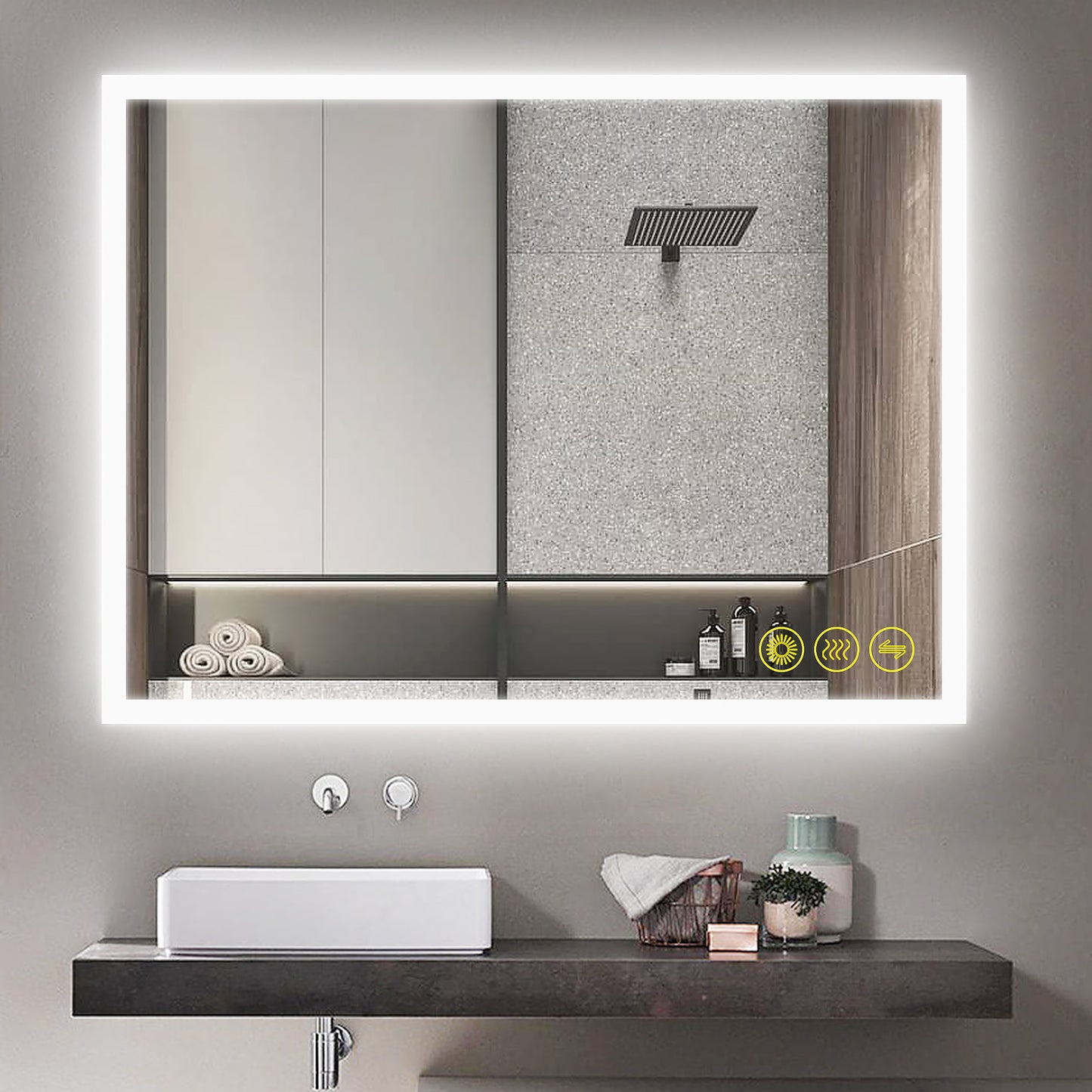 SmartGlow 36x48" Rectangular Dimmable LED Frameless Anti-Fog Bathroom Vanity Mirror