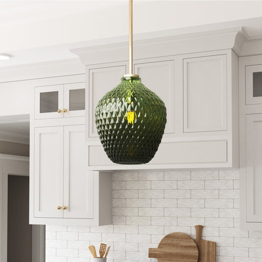 Lavine 1-light Olive Handblown Glass Mini Pendant Light