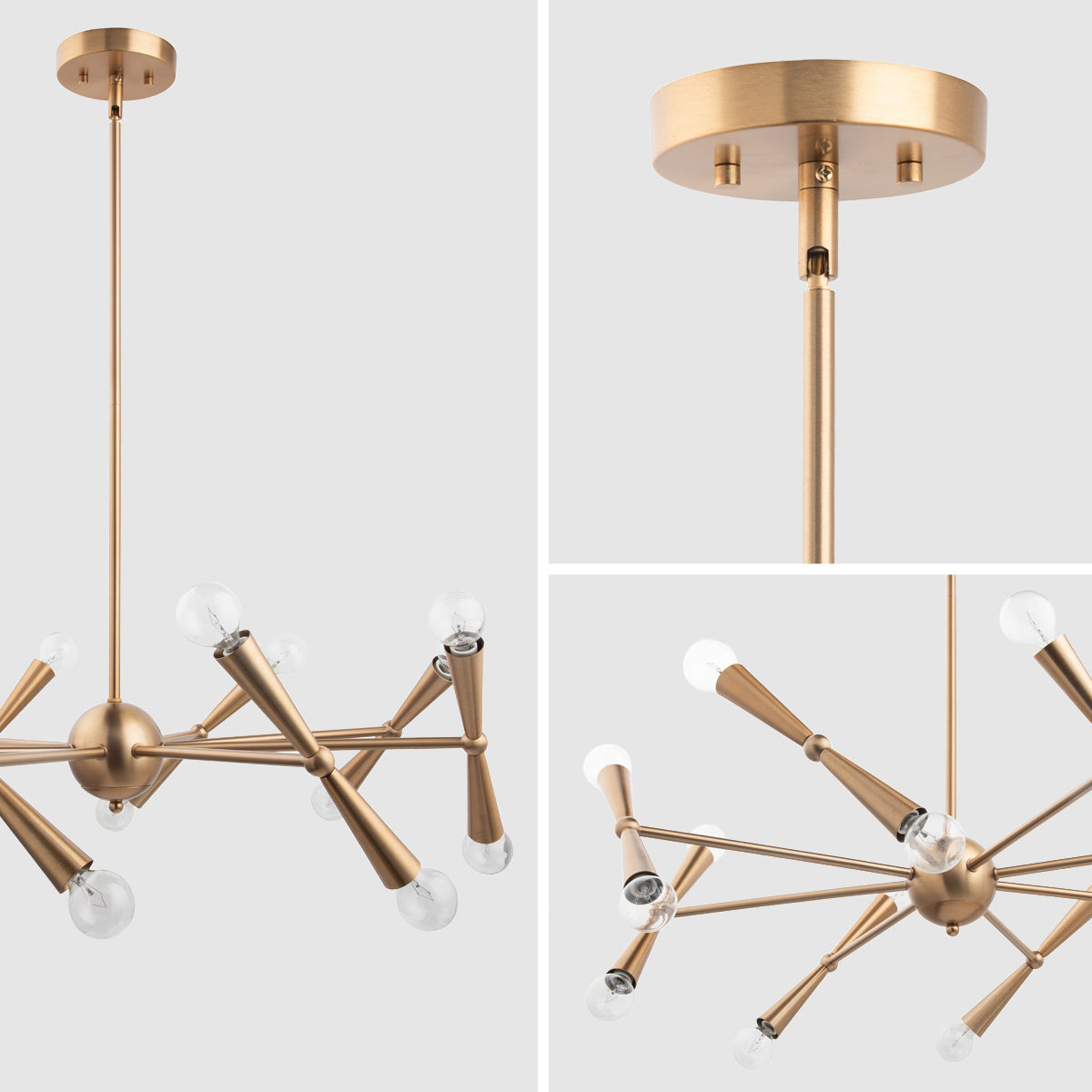 Mizu 16-Light Mid-Century Modern Gold Chandelier