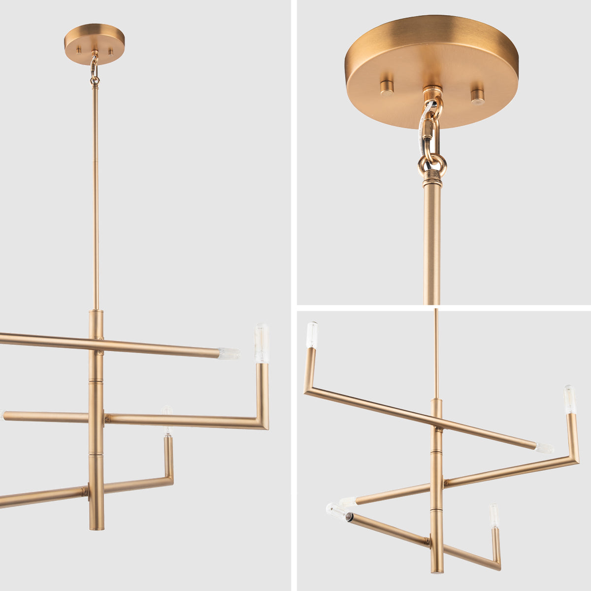 Optical 6-Light Adjustable Modern Gold Chandelier