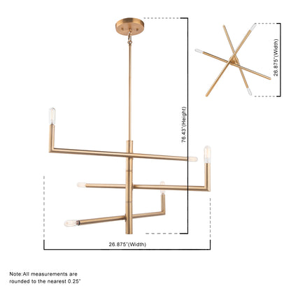 Optical 6-Light Adjustable Modern Gold Chandelier