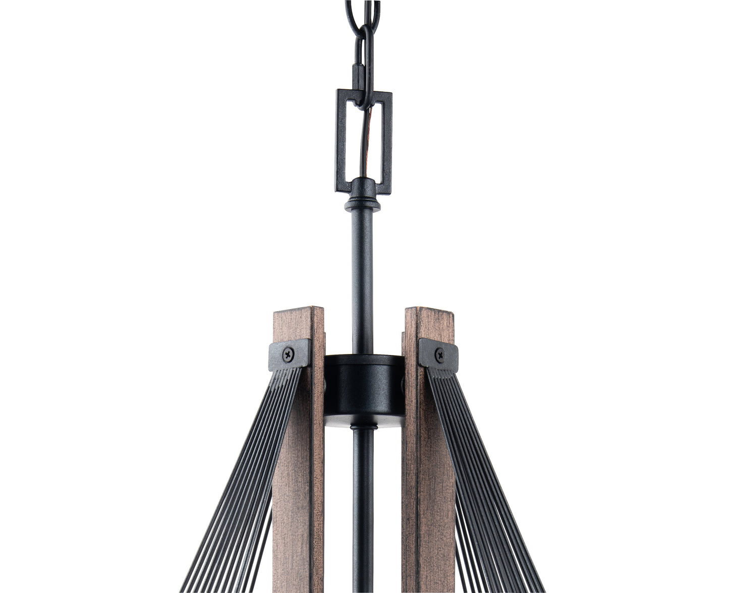 Zenith 4-Light Black & Wood Pendant Light