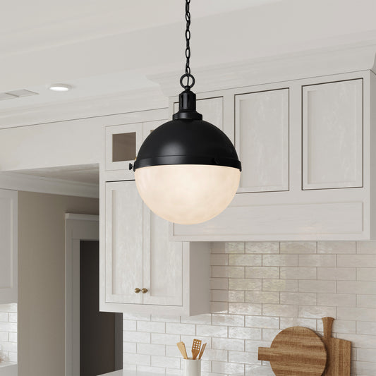 Aaron 12" 2-Light Matte Black Dimmable Pendant Light