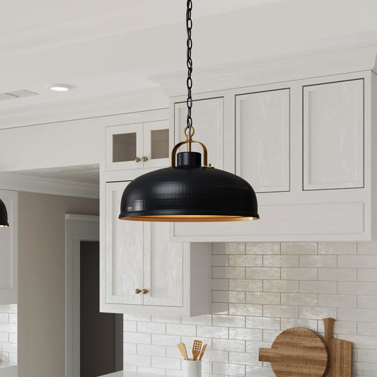 Ambert 1-Light Black Rustic Metal Pendant Light