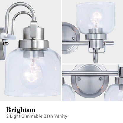 Brighton 2-Light Chrome Dimmable Bathroom Vanity Light