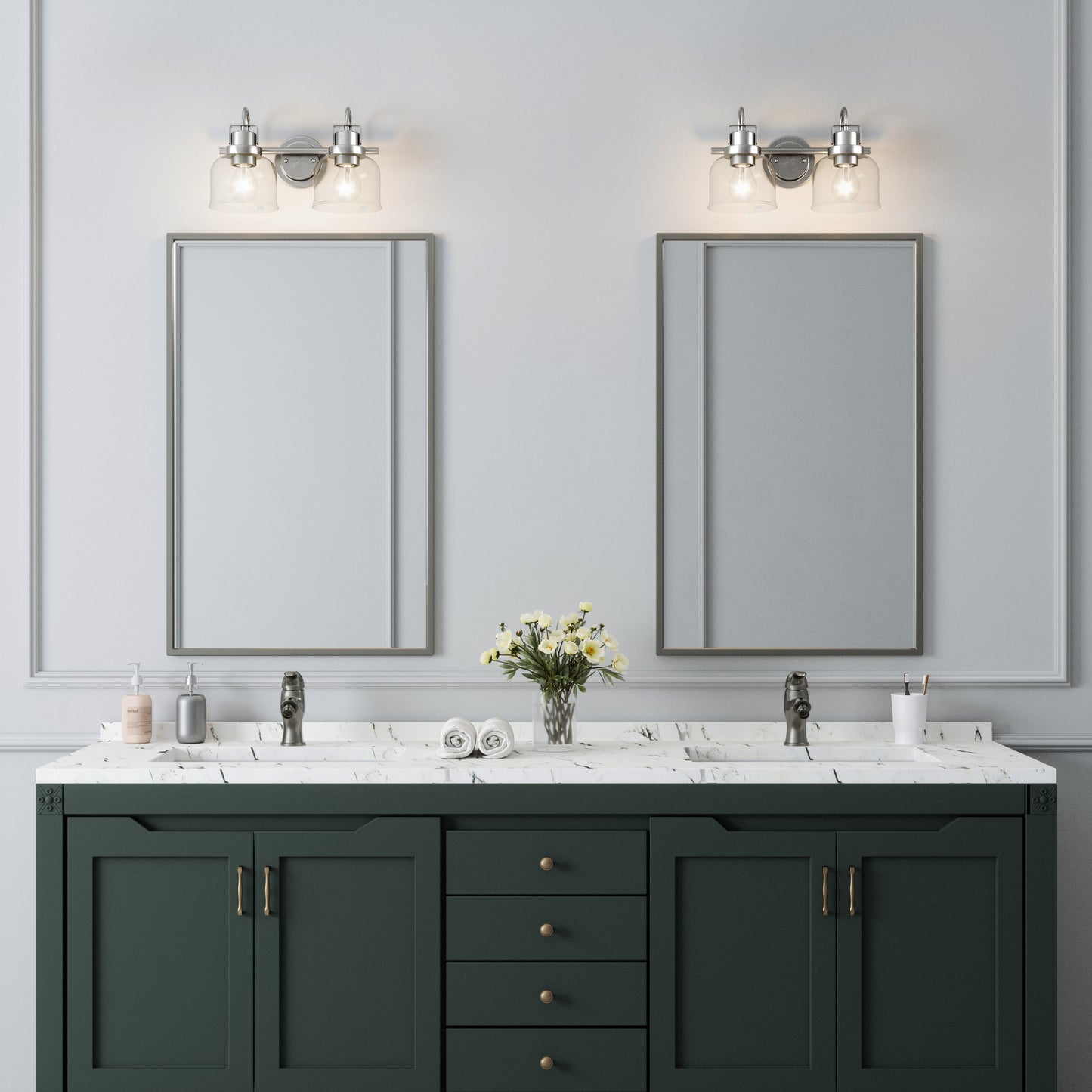 Brighton 2-Light Chrome Dimmable Bathroom Vanity Light