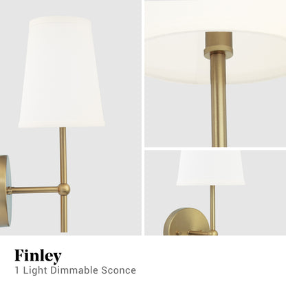 Finley 1-Light Satin Gold Dimmable Bathroom Wall Sconce