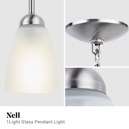 Nell 1-Light Traditional Silver Glass Pendant Light