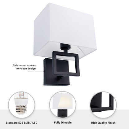 Pressley Matte Black 1-Light Dimmable Wall Sconce