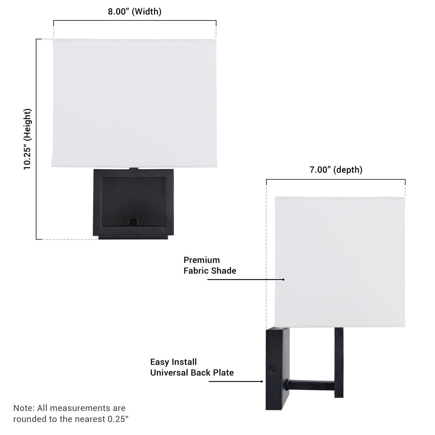 Pressley Matte Black 1-Light Dimmable Wall Sconce