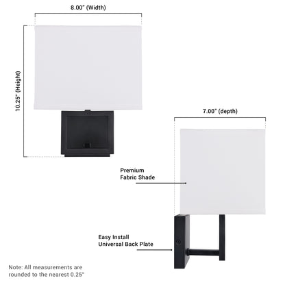 Pressley Matte Black 1-Light Dimmable Wall Sconce