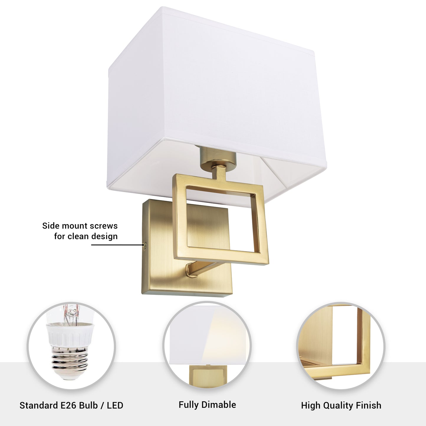 Pressley 1-Light Gold Dimmable Wall Sconce