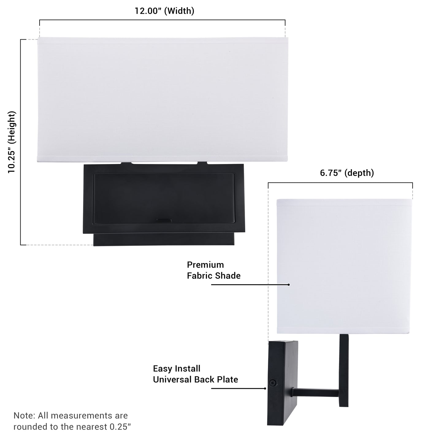 Pressley 2-Light Matte Black Dimmable Wall Sconce