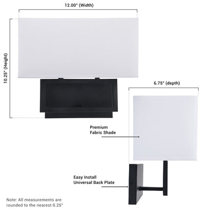 Pressley 2-Light Matte Black Dimmable Wall Sconce