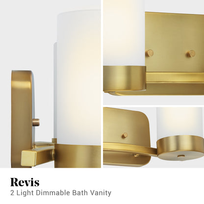 Revis 2-Light Gold Dimmable Bathroom Vanity Light