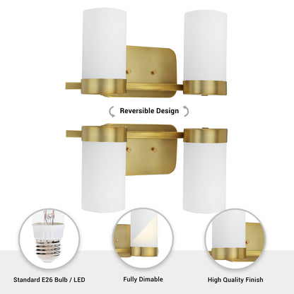 Revis 2-Light Gold Dimmable Bathroom Vanity Light