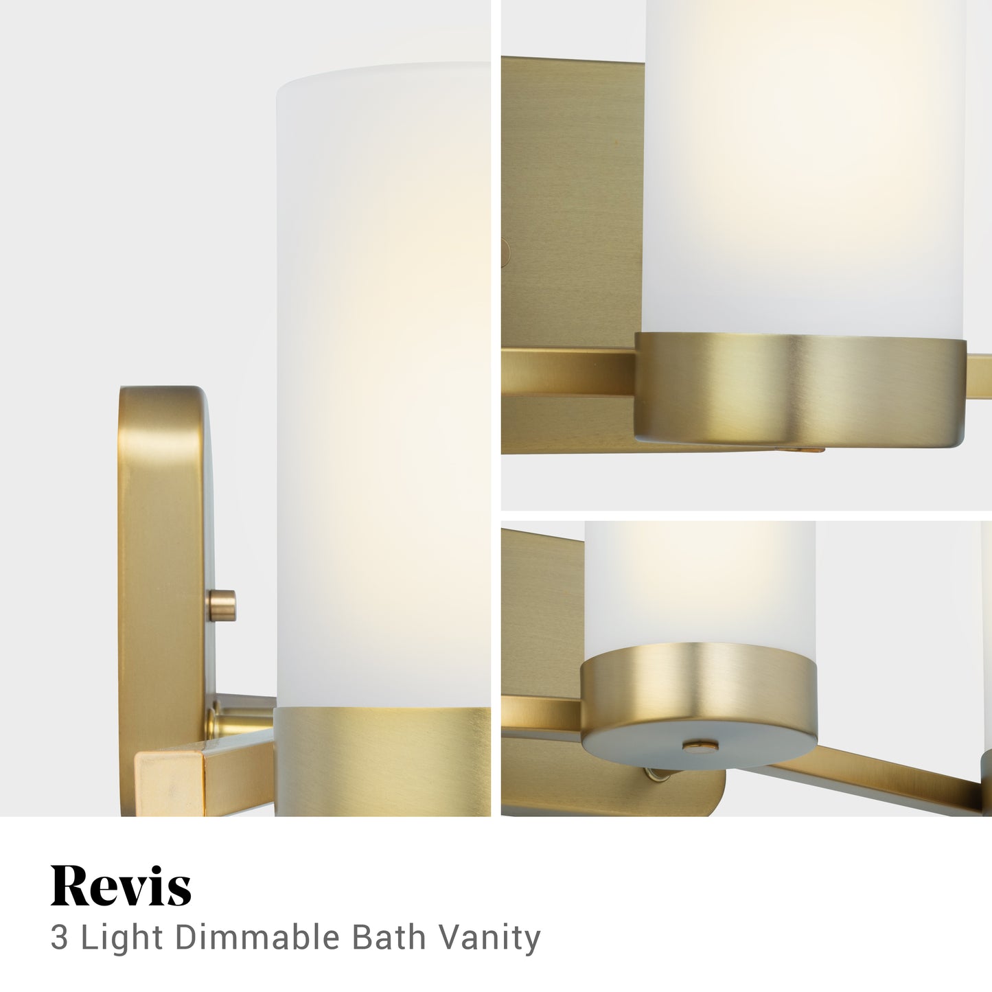 Revis 3-Light Gold Dimmable Bathroom Vanity Light